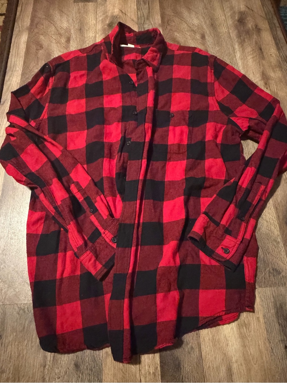 Aeropostale Red and Black Plaid Button-Down Shirt